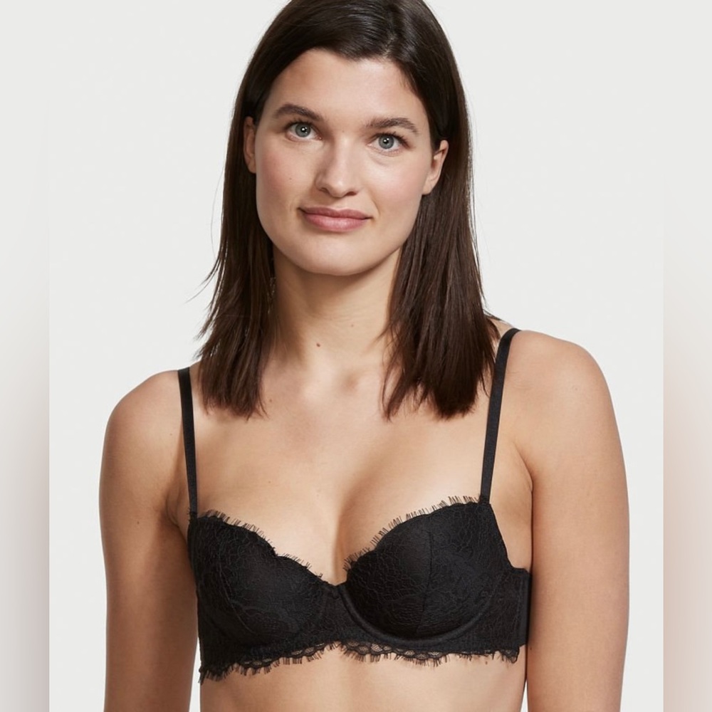 32D Dream Angels Black Lace Lined Demi Bra